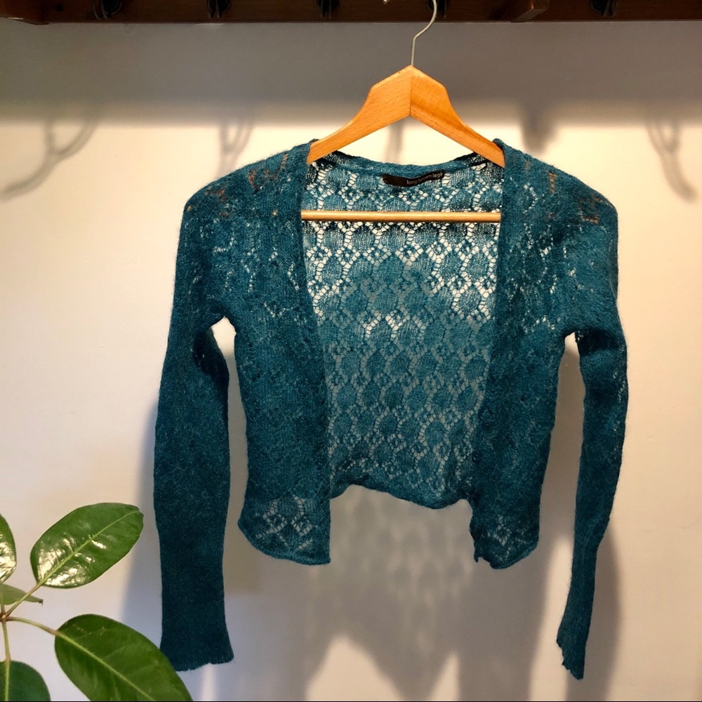 Mohair Teal knit shrug